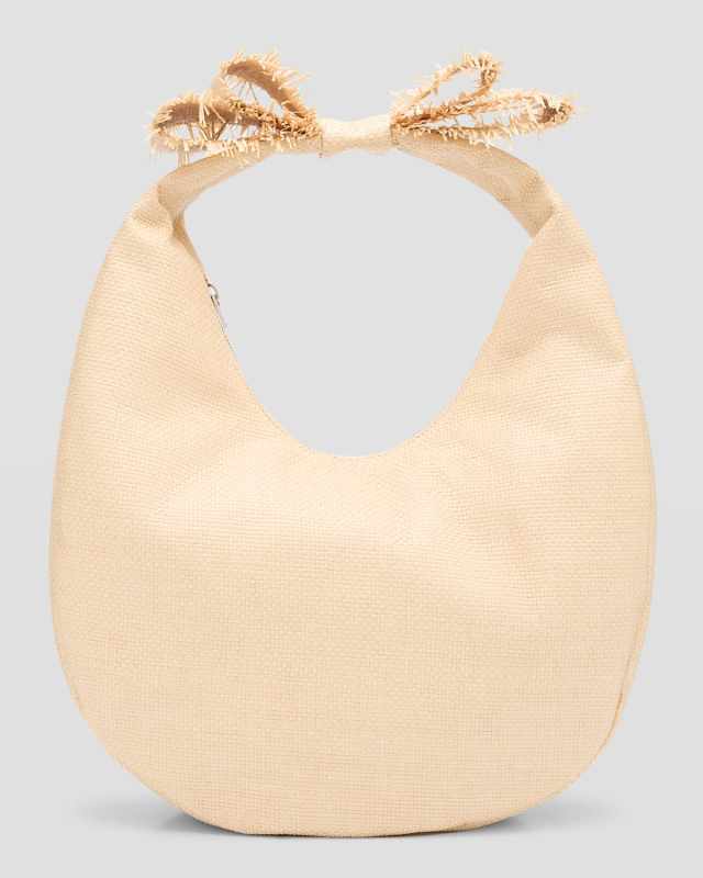 Bow Raffia Top-Handle Bag